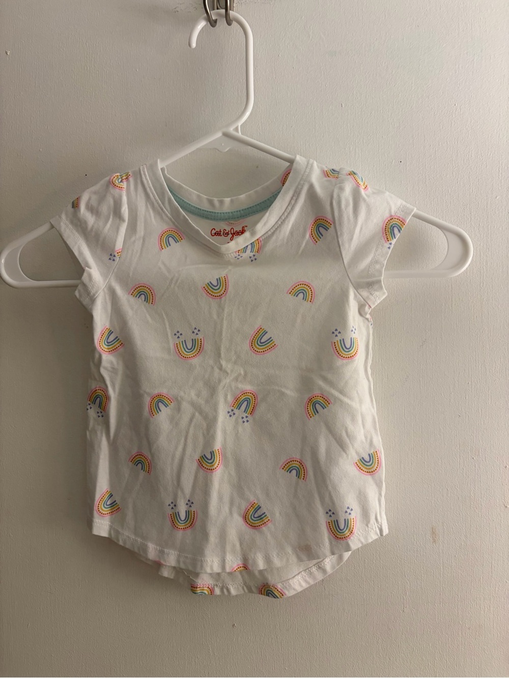 Cat & Jack White Tee with Tiny Rainbow Print